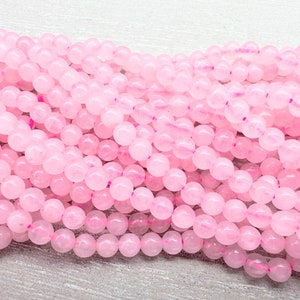 ROSENQUARZ * Edelstein Perlen * Ø 4 mm * 50 Stück (0,10 EUR/Stück) * Schmuckherstellung * DIY Basteln