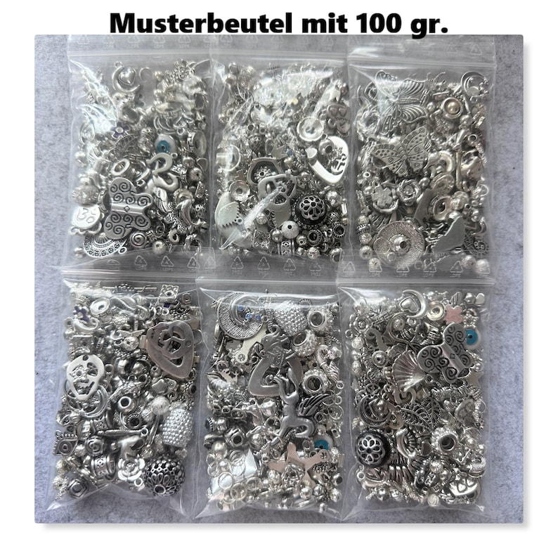 Grosser Metall Perlen MIX 100 g ca. 150-175 Teile Charms Anhänger Spacer Beads Daisy Kugeln Sterne Motive 99,50 EUR/Kg Bild 4