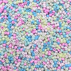 MIX * Ø 2 mm * Rocailles * 50 g (80,00 EUR/chilo) * Perle di vetro * Mix di perle * Mix per bricolage * 6/0 * Colori pastello * Mix primavera