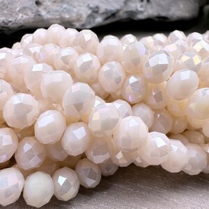 Crystal beads • 6 x 4 mm • 100 pieces • Glass beads • Rondelle • faceted • linen • Item no. F142