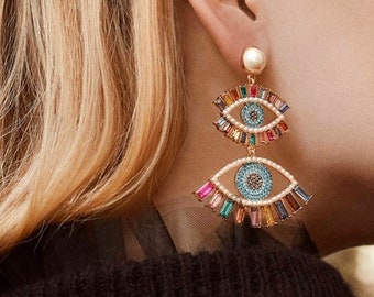 Beautiful Ayn evil eye earrings