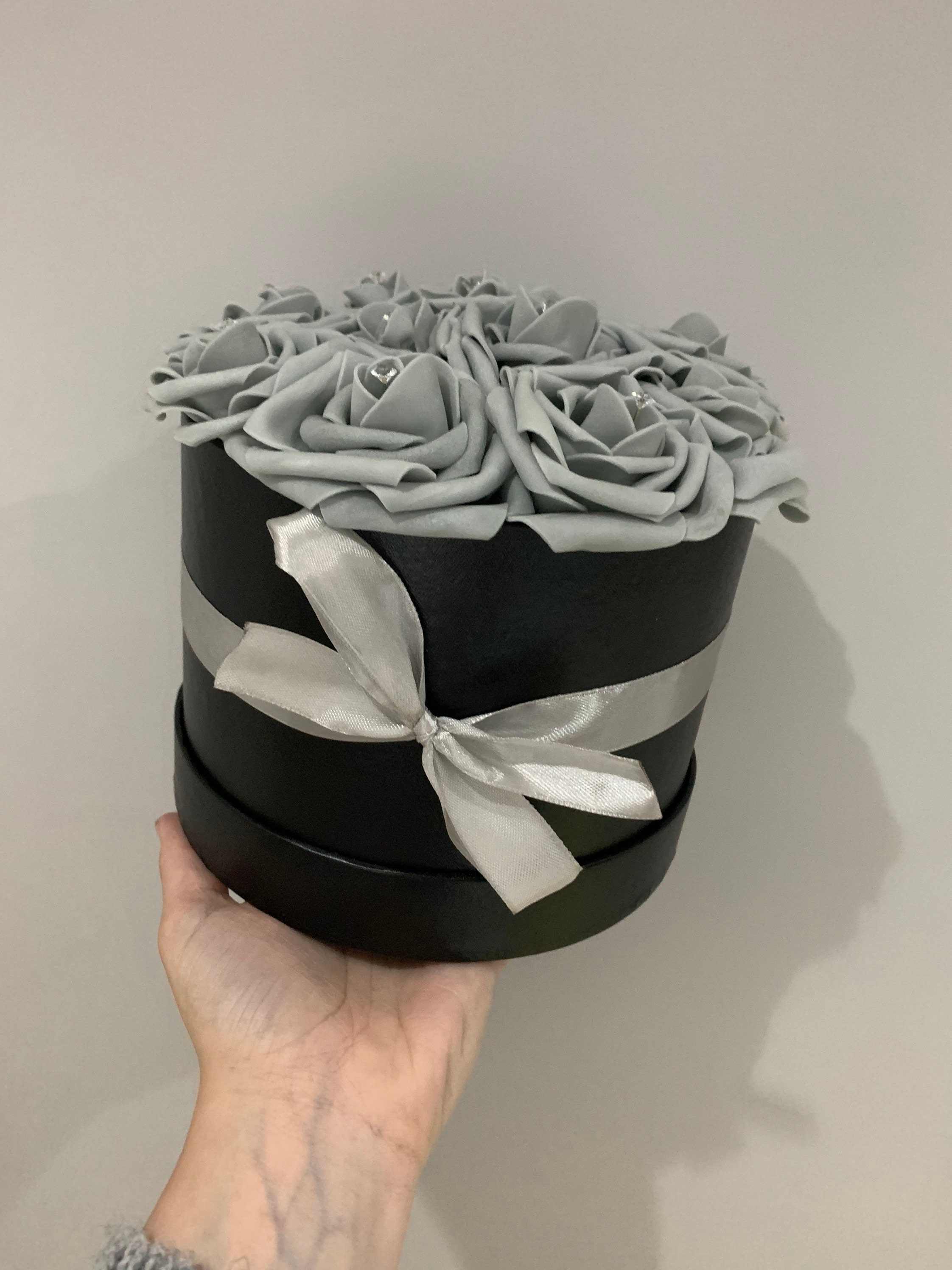 Black and Grey artificial flower arrangement Etsy