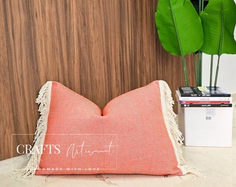 Pair of 2 Fringe Pillow Cover Handmade Anniversary Gifts Vintage Inspired Home AccentsCozy Living Room Decor Bohemian Throw Cushions