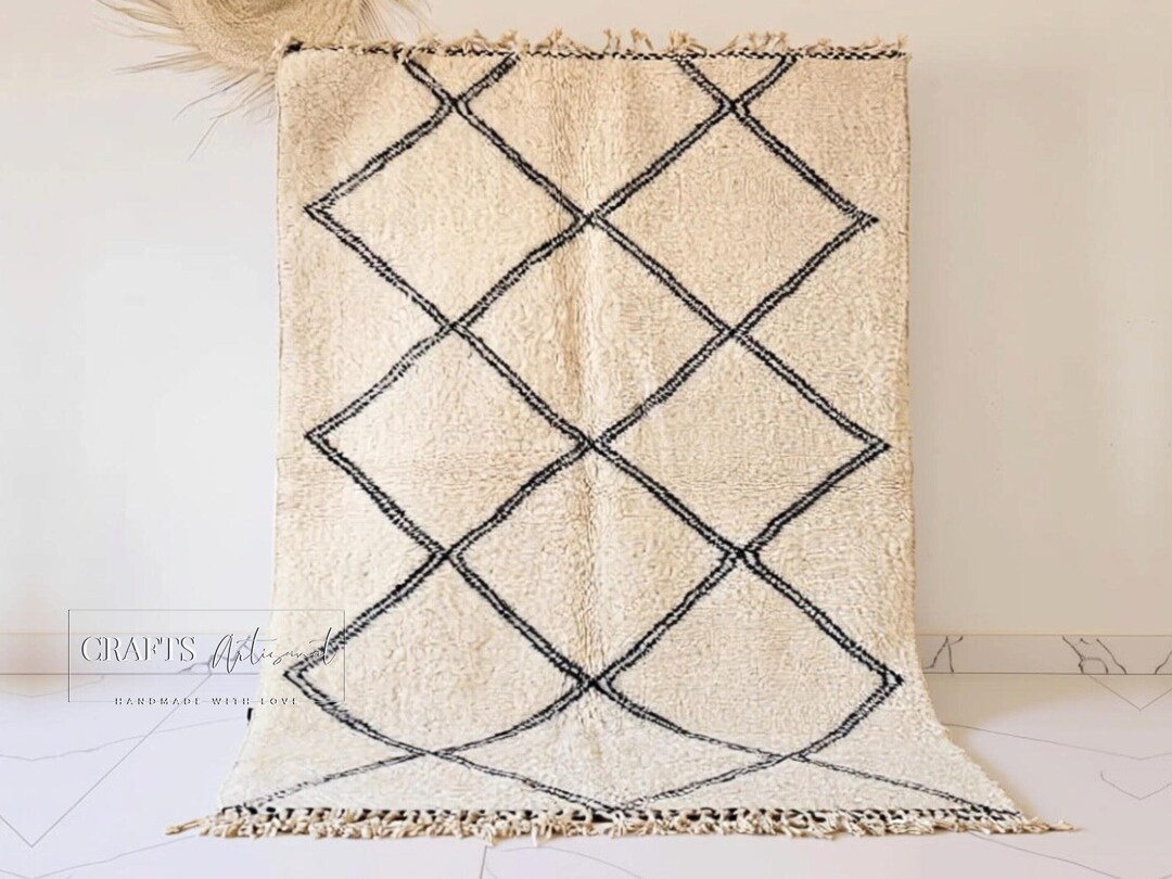 Authentic Moroccan Beni Ourain Rug – Handmade Berber Wool Carpet for ...