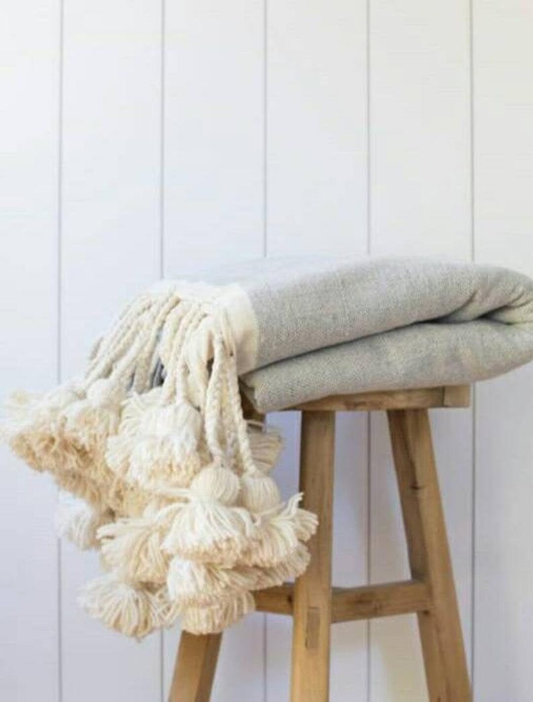 Moroccan Pom Pom Throw Blanket,bohemian Decor Bedcover, Blanket Sofa