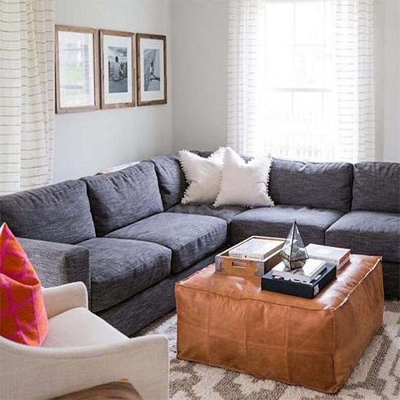 Pouf En cuir Carré -Pouf