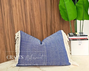 Pair of 2 Fringe Pillow Cover Handmade Fringe Cushions Unique Wedding Gifts Artisan Home Decor Boho Chic Pillows Handcrafted Textiles