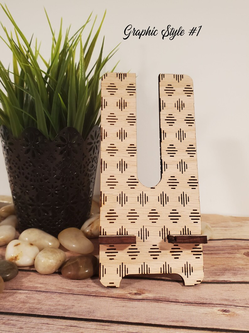 Wood Phone Stand with PopSocket Cutout with or without Graphic in your choice of wood