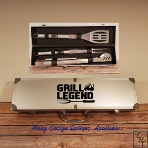 Custom/Personalized Laser Marked and Vinyl Graphic BBQ Set made from Aluminum/PVC great as a gift!