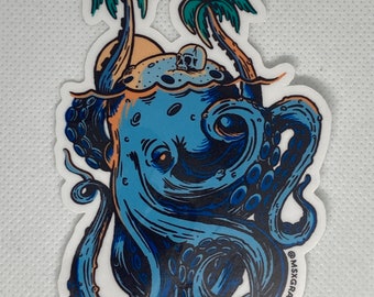 kraken tropical  octopus beach decal sticker