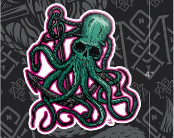 Nautical Octopus anchor sticker decal