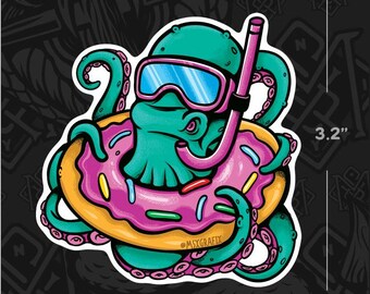 Octopus decal sticker snorkel donut inner tube pool float