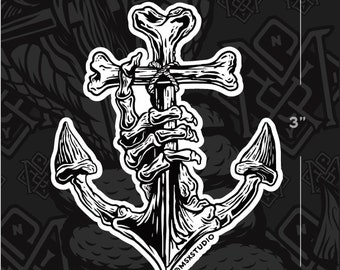 Skeleton Anchor Nautical sticker decal
