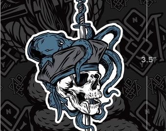 Pirate Octopus Skull Sticker decal