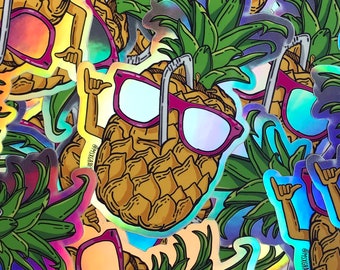 Pineapple Holograpahic Sunglasses Sticker Decal