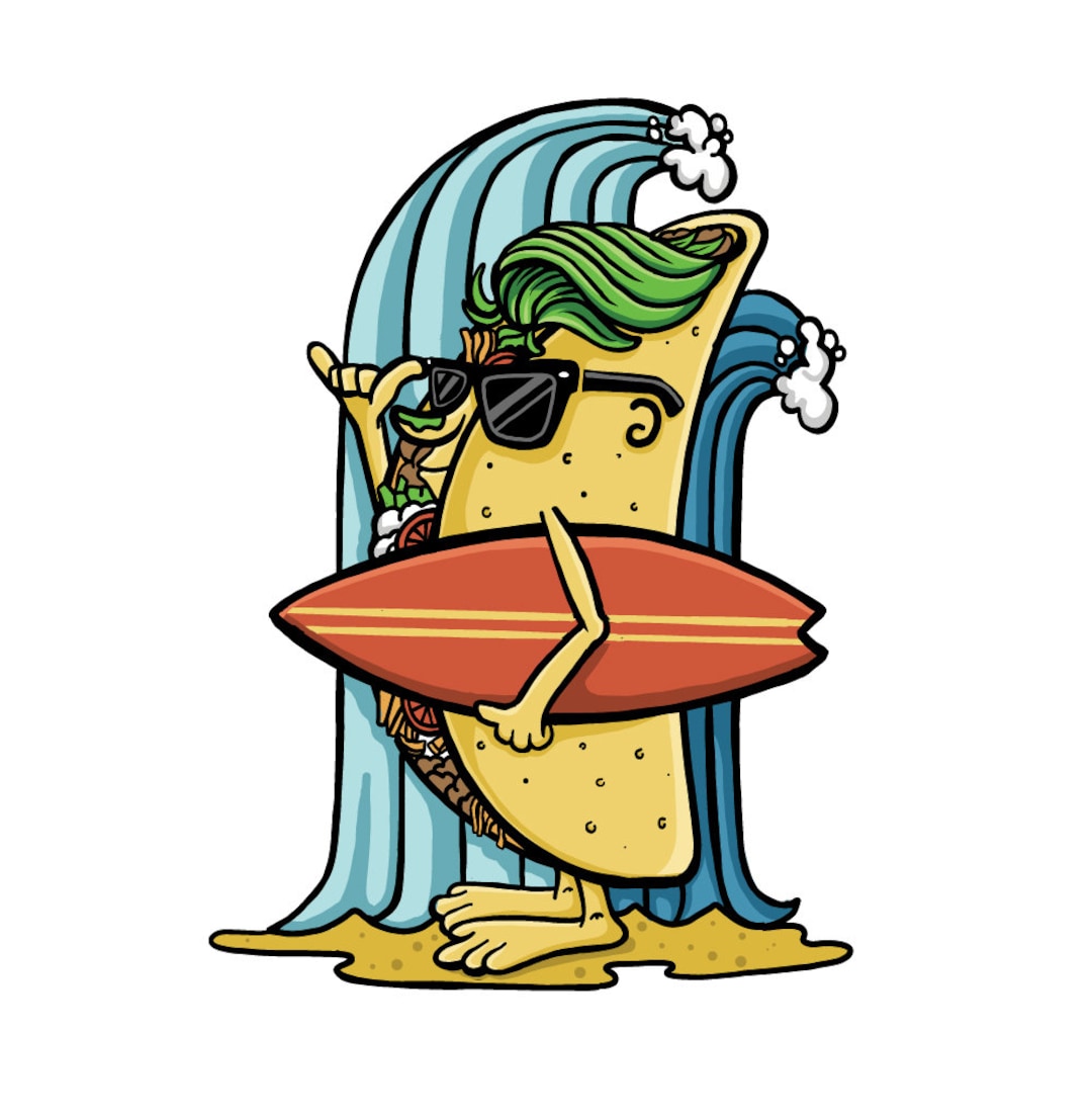 Surf Taco Dude Digital Art File Pdf Svg Etsy