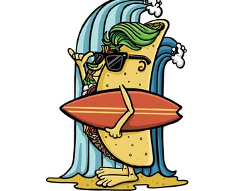 surf taco dude digital art file pdf svg