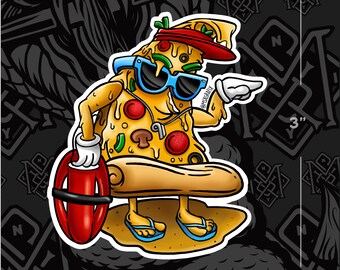 Pizza Bro Decal Surfer Lifeguard