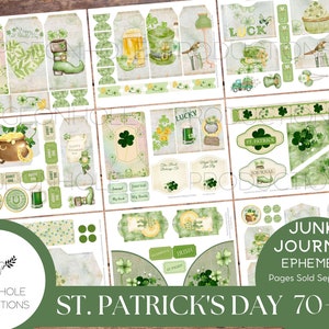 Journal indésirable de la Saint-Patrick éphémères, imprimables : plus de 70 étiquettes, pochettes, pochettes, enveloppes, découpes complexes, autocollants, billets, étiquettes