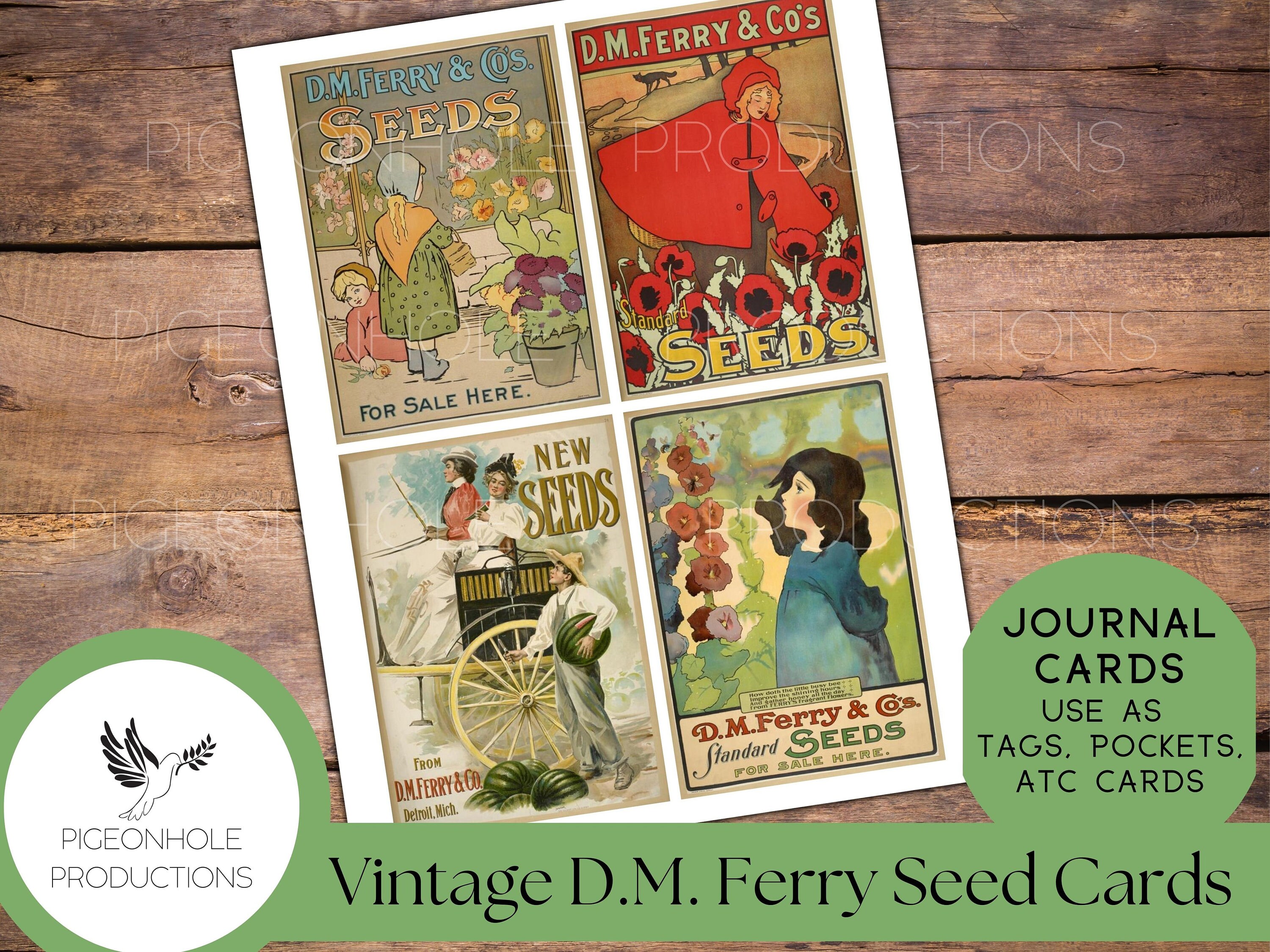 D.M. Ferry Seed Journal Cards, PRINTABLE, Vintage Advertising for the D