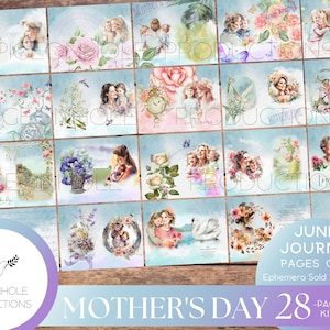 Pages de journal pour la Fête des Mères - IMPRIMABLES - de belles feuilles de collage et des poèmes joyeux - 28 feuilles de journal décoratives/arrière-plan/support/lignées