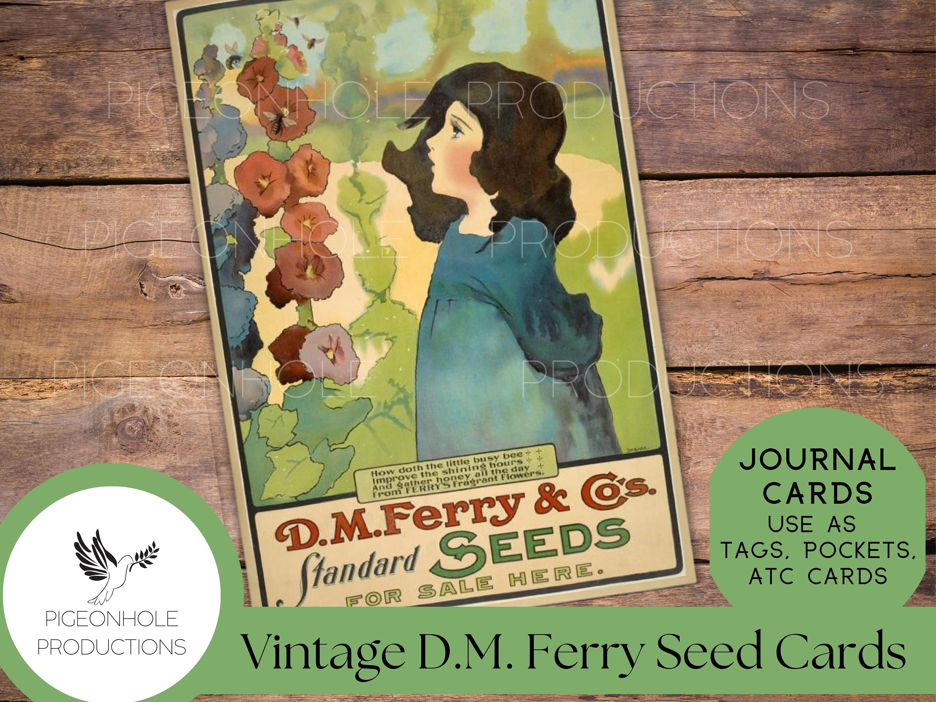 D.M. Ferry Seed Journal Cards, PRINTABLE, Vintage Advertising for the D