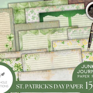 St. Patrick's Day Paper Pack-PRINTBAAR-gelinieerd en ongevoerd, voor ongewenste tijdschriften en andere papierambachten-coördinerende pagina's en ephemera beschikbaar
