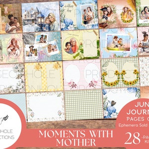 Momentos con páginas de Mother Junk Journal, IMPRIMIBLE, dulce colección diversa de madres y niños disfrutando de momentos especiales compartidos, regalo de bricolaje