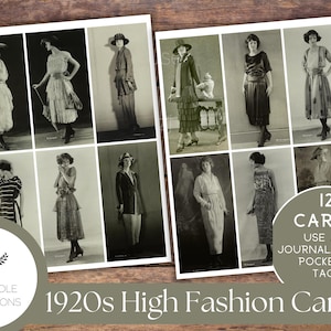 Cartes haute couture des années 1920, imprimables, belles photos vintage, 12 cartes, à utiliser pour les cartes de journal indésirables, étiquettes, pochettes, autres documents éphémères