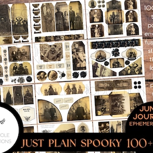 Just Plain Spooky Junk Journal EPHEMERA, STAMPABILE, Halloween, gotico, spettrale e inquietante, per carte di diario spazzatura, tag, tasche e altro kit