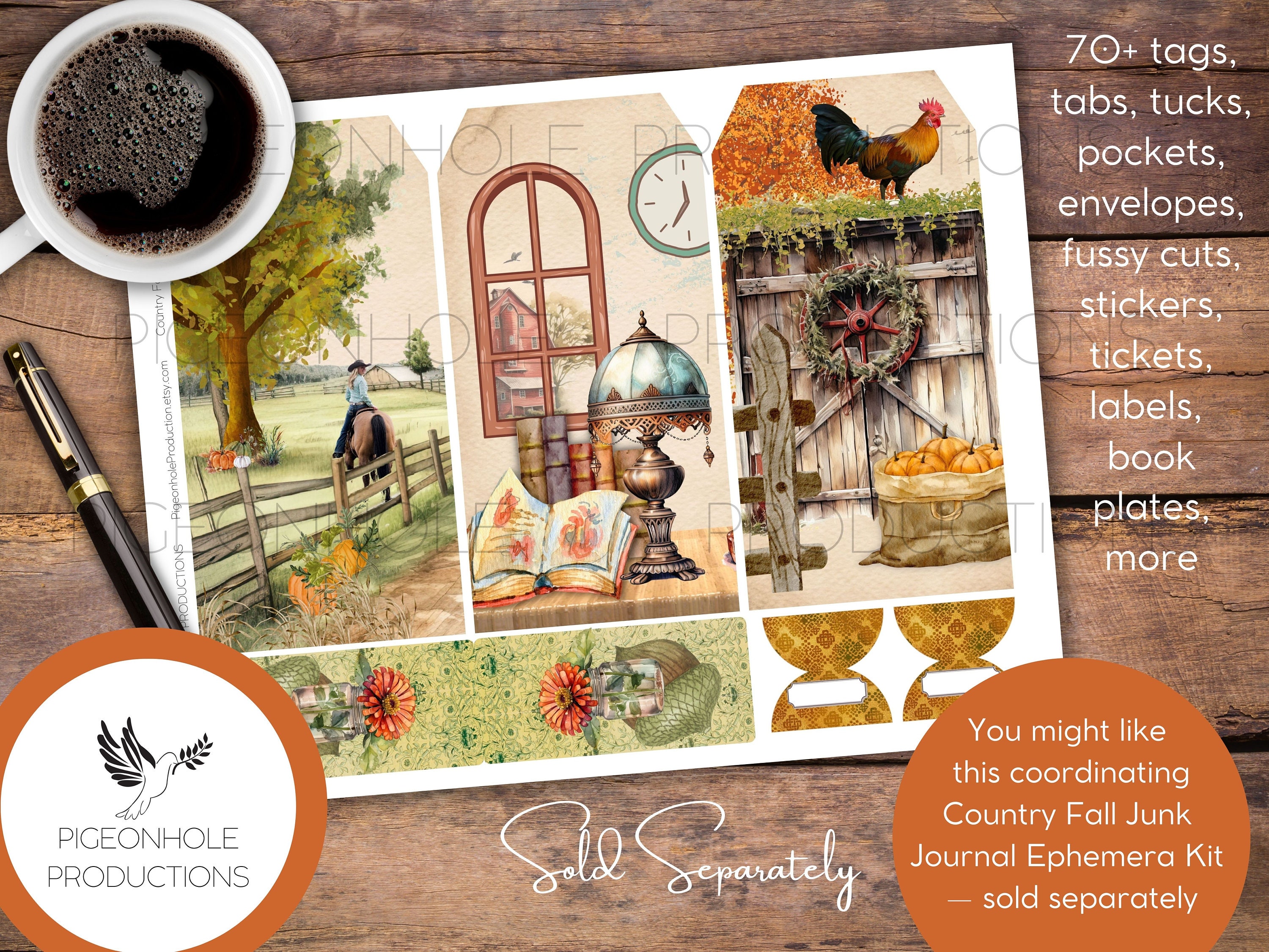 Country Fall Junk Journal Pages Only Kit PRINTABLE 34 - Etsy