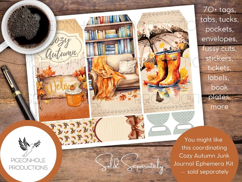 Cozy Autumn Junk Journal Pages Only Kit, PRINTABLE, 44 Sheets of ...