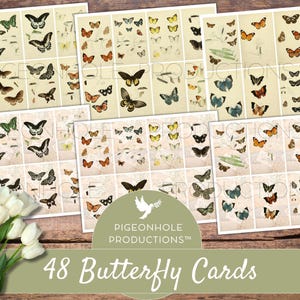 Butterfly Junk Journal Cards, PRINTABLE, vintage style, for journaling, scrapbooking, paper crafting, cardmaking, ATC, ephemera making, more