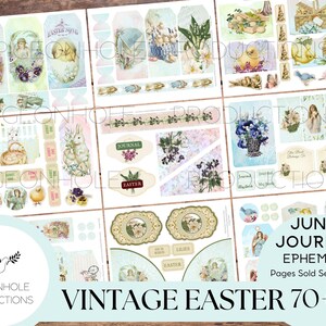 Vintage Easter Junk Journal STAMPABILE: oltre 70 etichette, pieghe, tasche, buste, tagli pignoli, adesivi, biglietti, etichette, ex libris: bellissimo!!