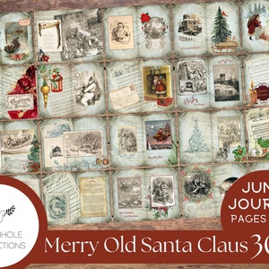 Vintage Merry Old Santa Claus Junk Journal Kit, solo páginas—IMPRIMIBLE—30 páginas, homenaje al arte de Santa Claus de Thomas Nast