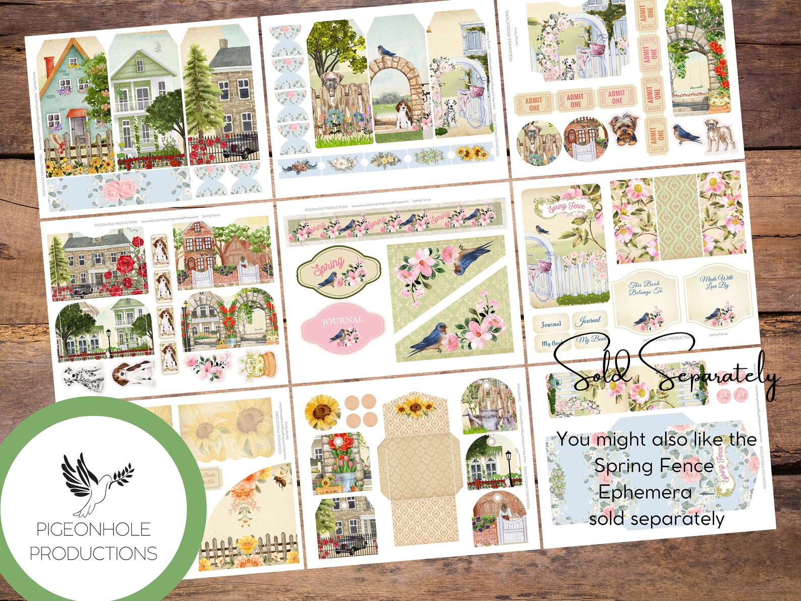 Spring Fence Junk Journal Pages—printable—31 Decorative/background ...