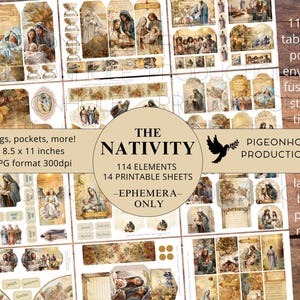 Diário de Natal, itens efêmeros, para impressão, mais de 100 etiquetas de Natal, dobras, envelopes, adesivos, recortes elaborados, ex-líbris, bolsos e muito mais!