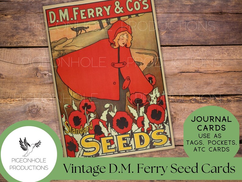 D.M. Ferry Seed Journal Cards, PRINTABLE, Vintage Advertising for the D