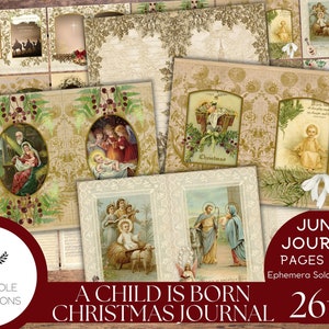 Pages de journal de Noël d'un enfant est né, imprimables, 26 feuilles, histoire de la nativité de la naissance de Jésus, Marie et Joseph, étoile de Bethléem, mages
