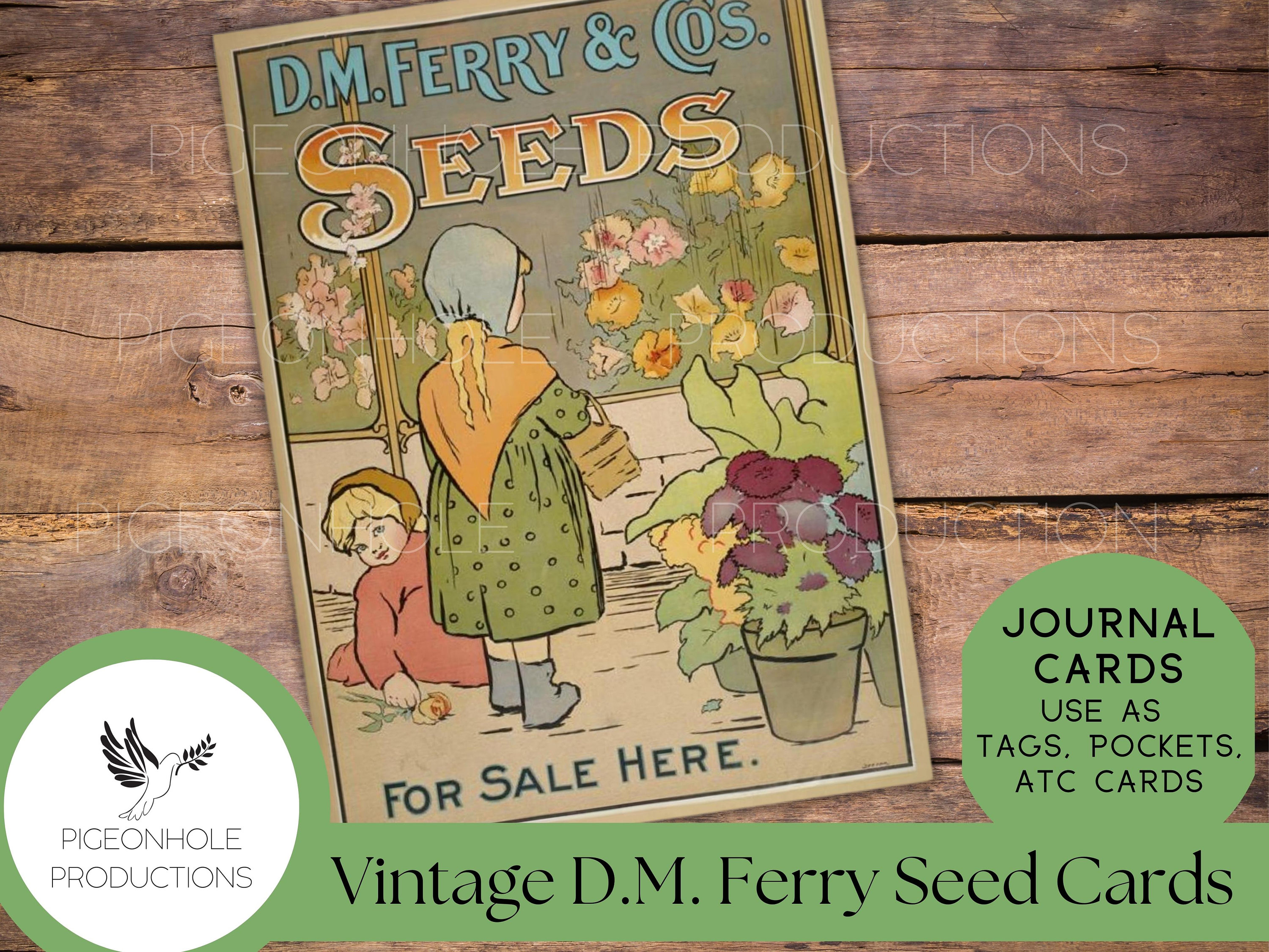 D.M. Ferry Seed Journal Cards, PRINTABLE, Vintage Advertising for the D