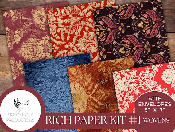 Rich Paper Kit 1 Wovensprintableincludes 5 X 7 Envelopes & Bonus 5