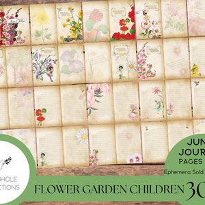 Kit de journal pour enfants Flower Garden Children - IMPRIMABLE - 30 pages - présente l'art de 1910 de M.T. (Penny) Ross : adorables petits enfants représentant des fées