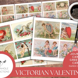 Cartoline di San Valentino vittoriane - STAMPABILI - 28 cartoline vintage, oggetti effimeri digitali, da utilizzare per carte di diario, fogli di collage, etichette di diario spazzatura e infilature
