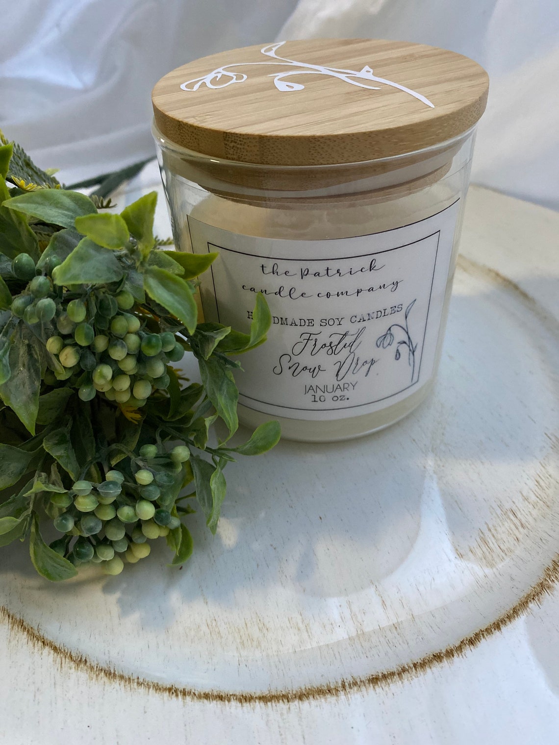 January Frosted Snowdrop Birth Flower Soy Candle Etsy