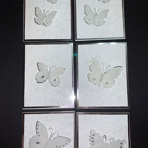 Conjunto de 6 cartas borboleta branca