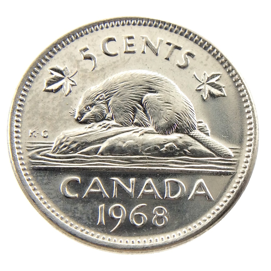 1968 Canada Five 5 Cents Nickel Uncirculated New Canadian Coin New