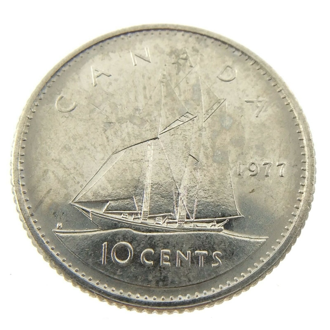 1977 Canada 10 Cents Dime Canadian Uncirculated Elizabeth II Coin