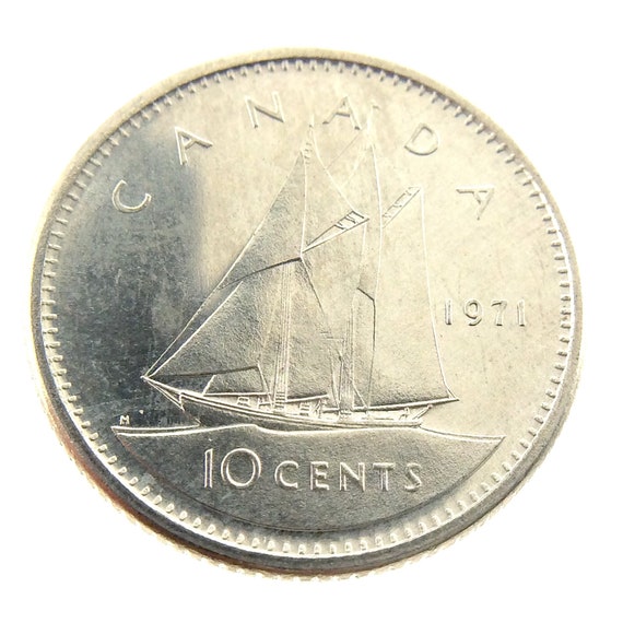 1971 Canada Ten 10 Cents Dime Uncirculated New Canadian Coin Fresh