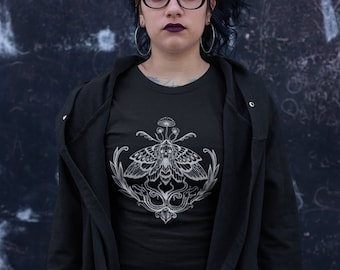 Witchy stuff Goblincore clothing Mushroom moth skull graphics Wicca Occult and Goth Gothic vibes Alternative Clothing Grunge fairycore in UK