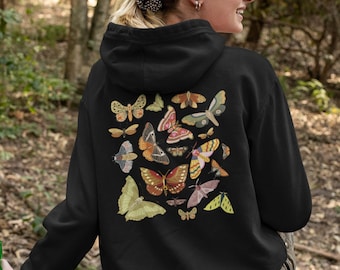 Hoodie met mottenprint, Goblincore cottagecore-stijl